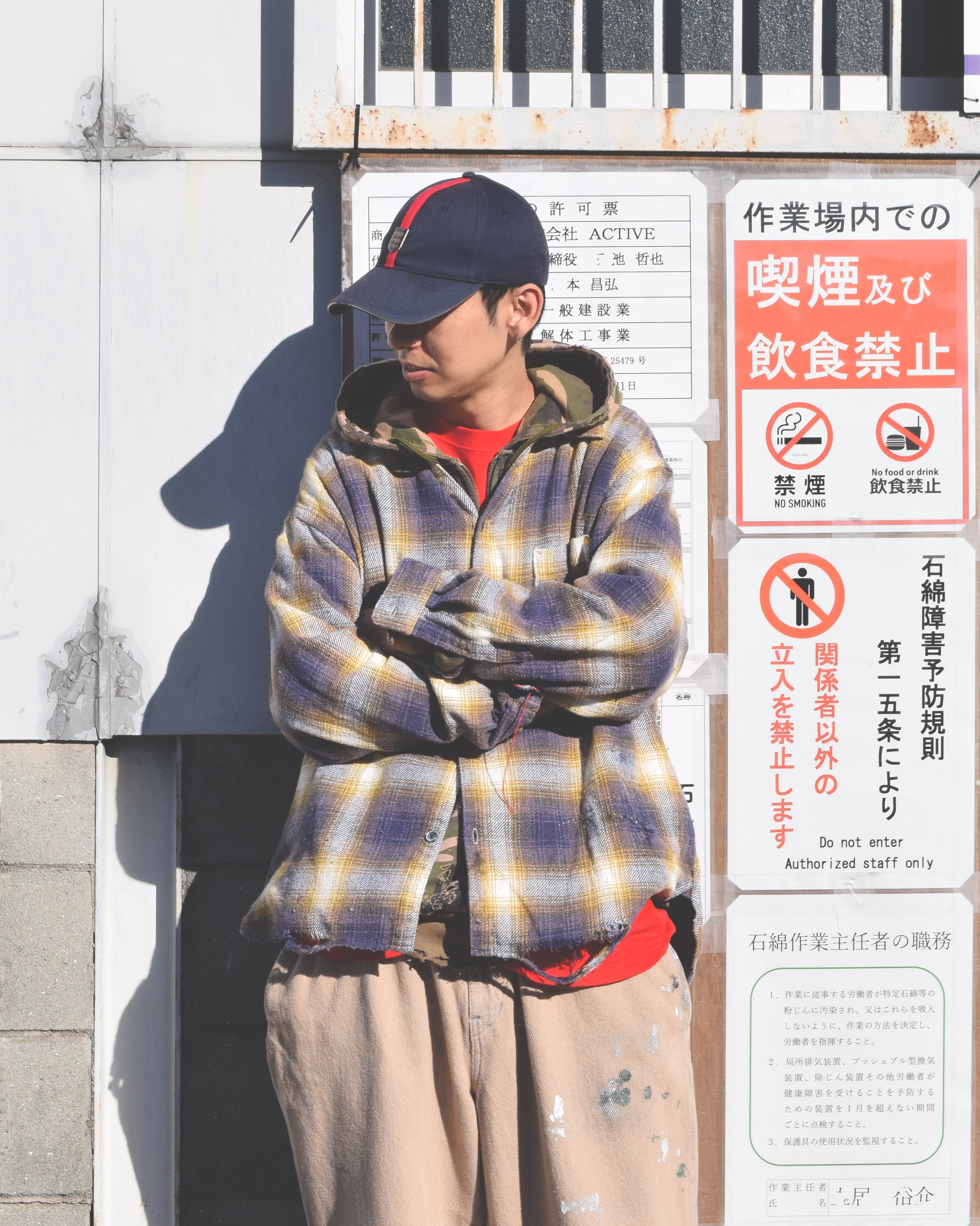 BALANCE EXCLUSIVE COLOR OMBRE CHECK DAMAGED WIDE FLANNEL SHIRTS