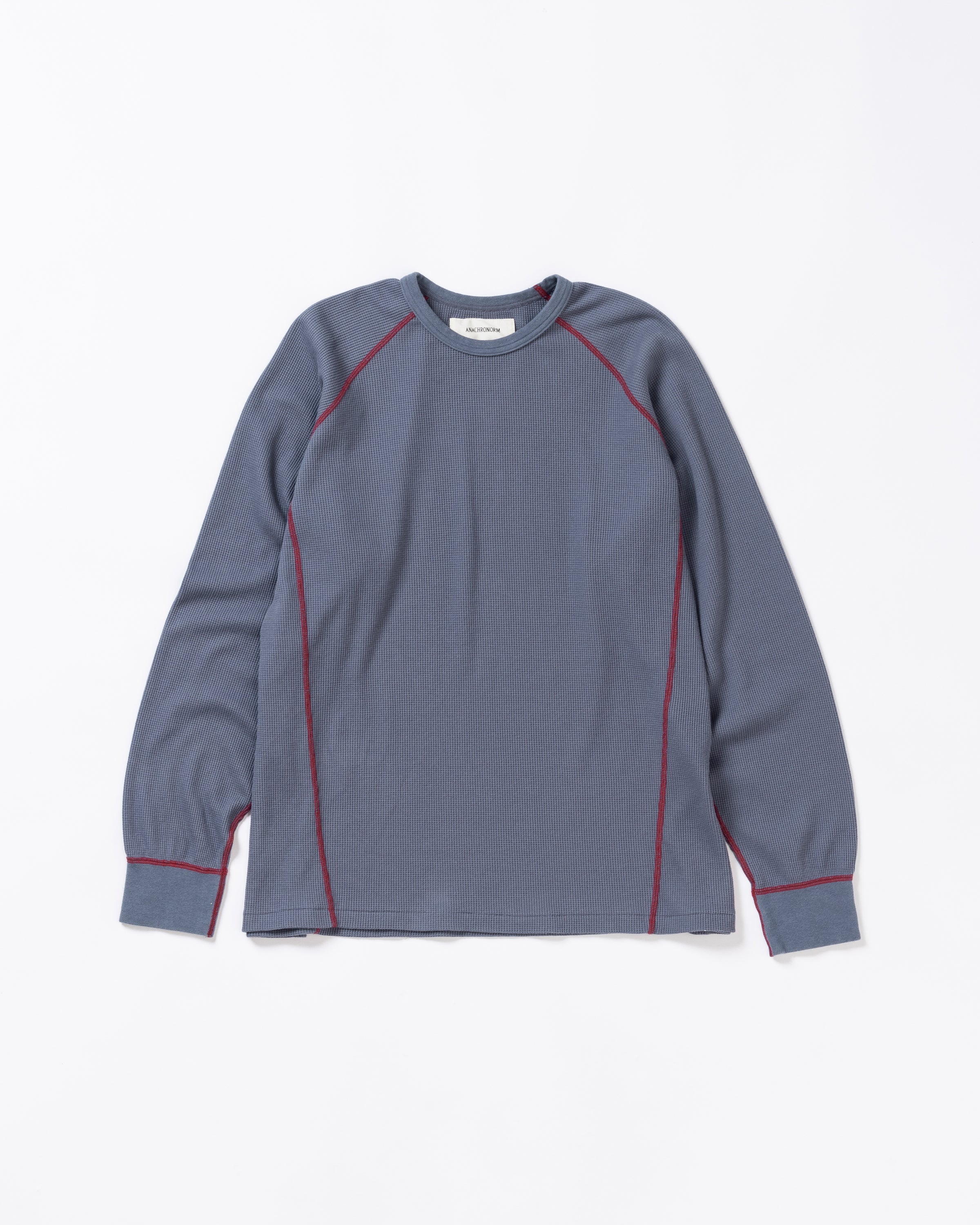 AN370 DESIGN STITCH WAFFLE L/S T-S BLUE GRAY – ANACHRONORM