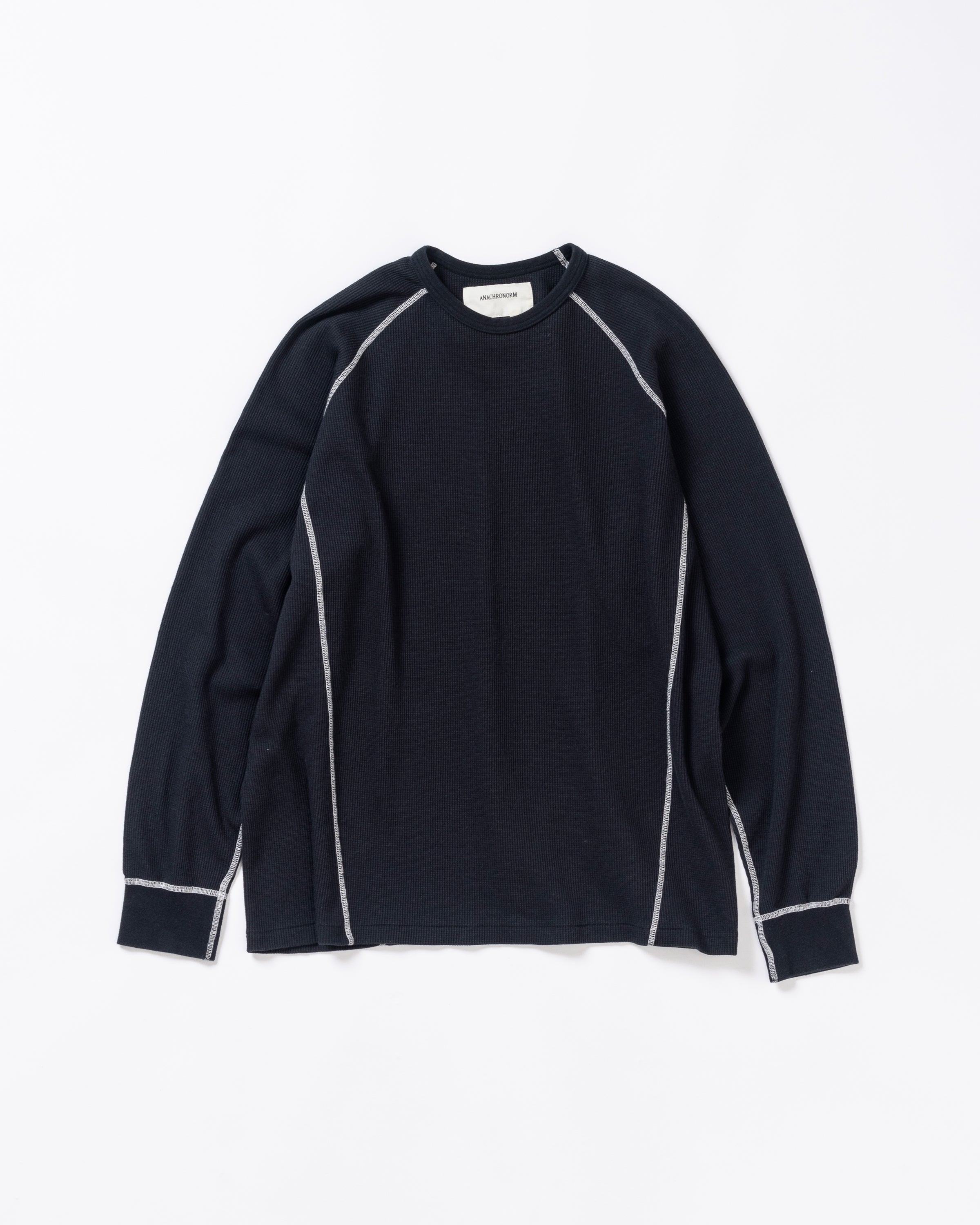 AN370 DESIGN STITCH WAFFLE L/S T-S BLACK – ANACHRONORM