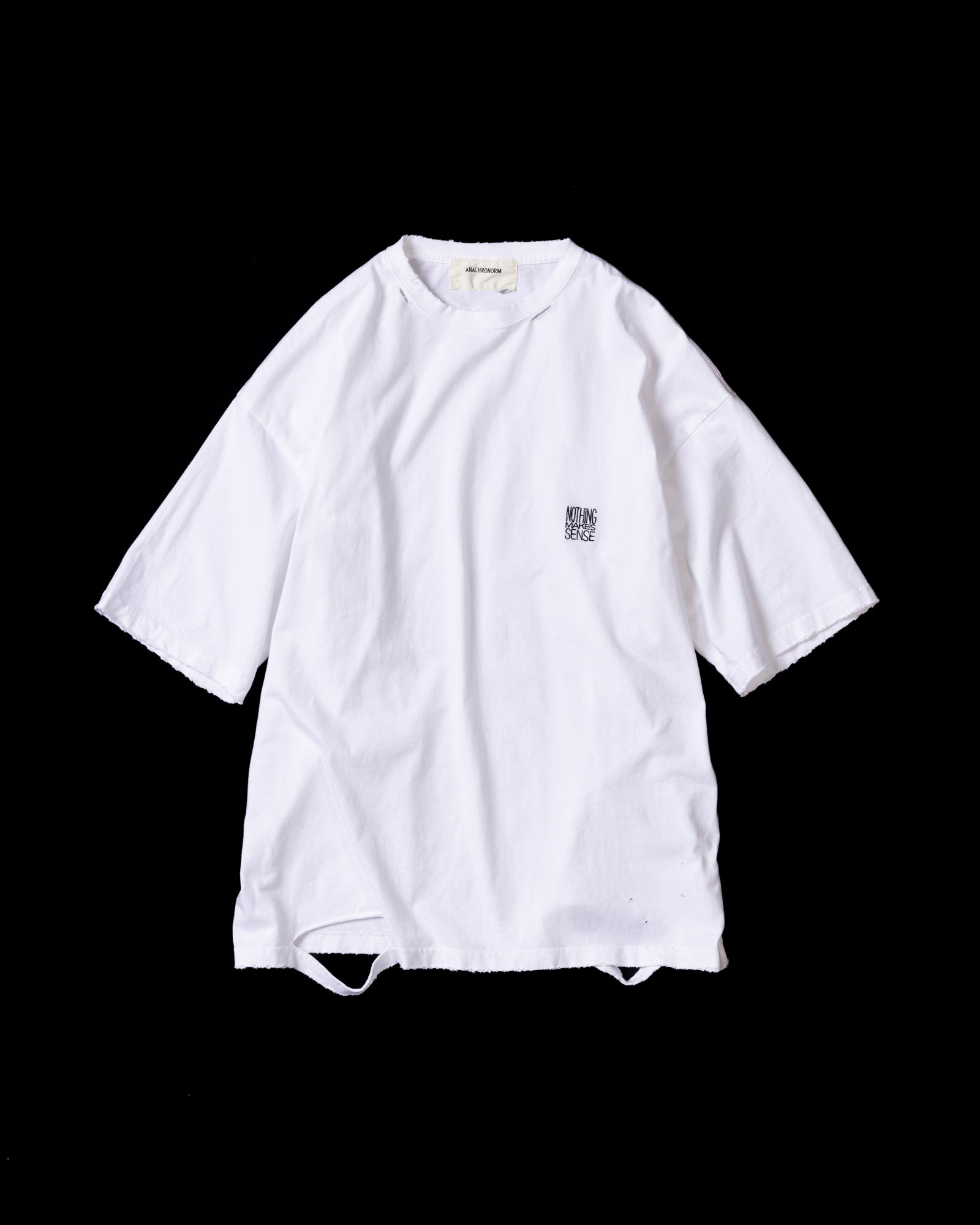 EMBROIDERY DAMAGED S/S T-SHIRTS WHITE – ANACHRONORM