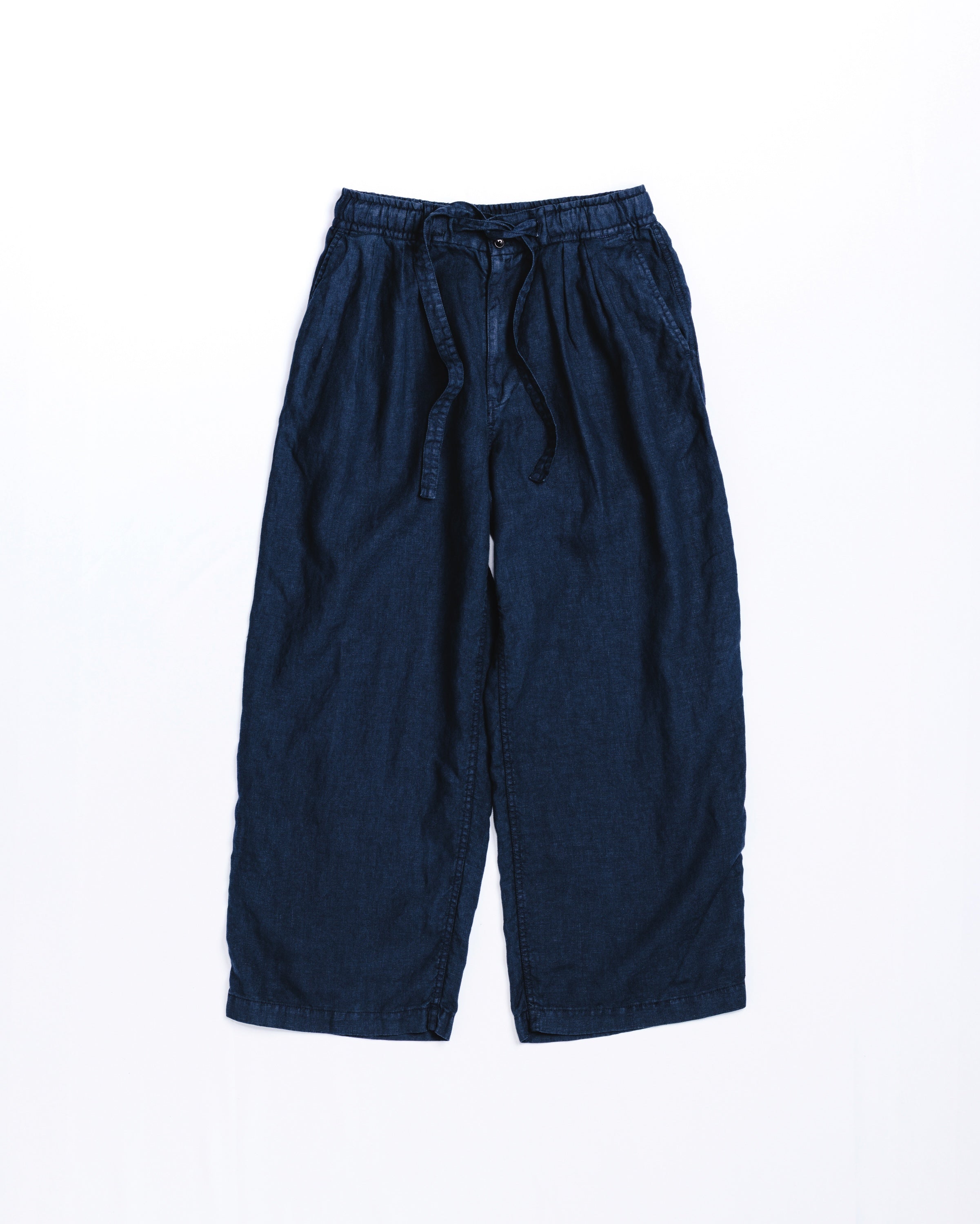 SULFUR DYED LINEN WIDE EASY PANTS NAVY – ANACHRONORM