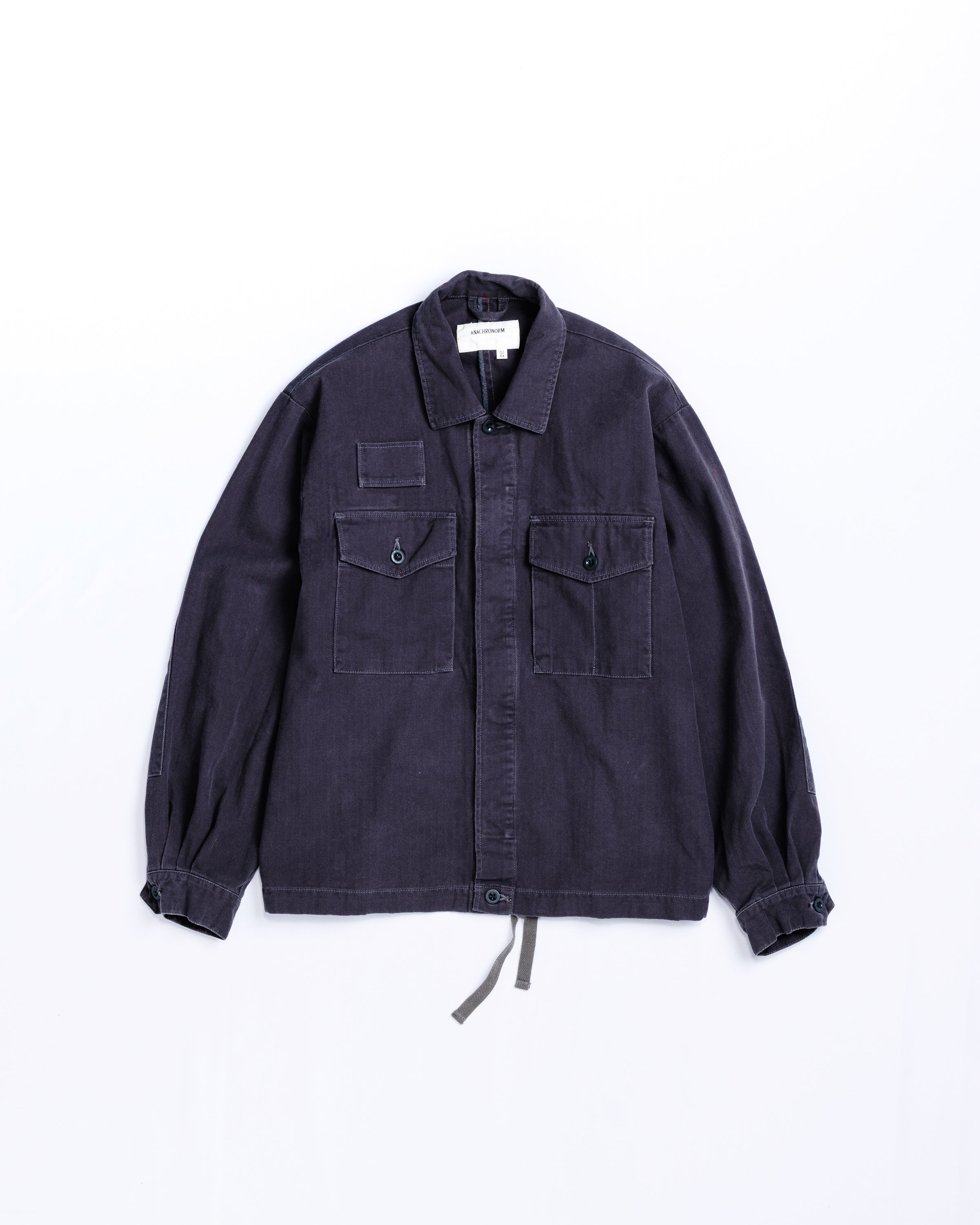 【未使用美品】ミリタリー調シャツブルゾン ブラック 9号 HERRINGBONE MILITARY SHIRTS JACKET CHARCOAL – ANACHRONORM