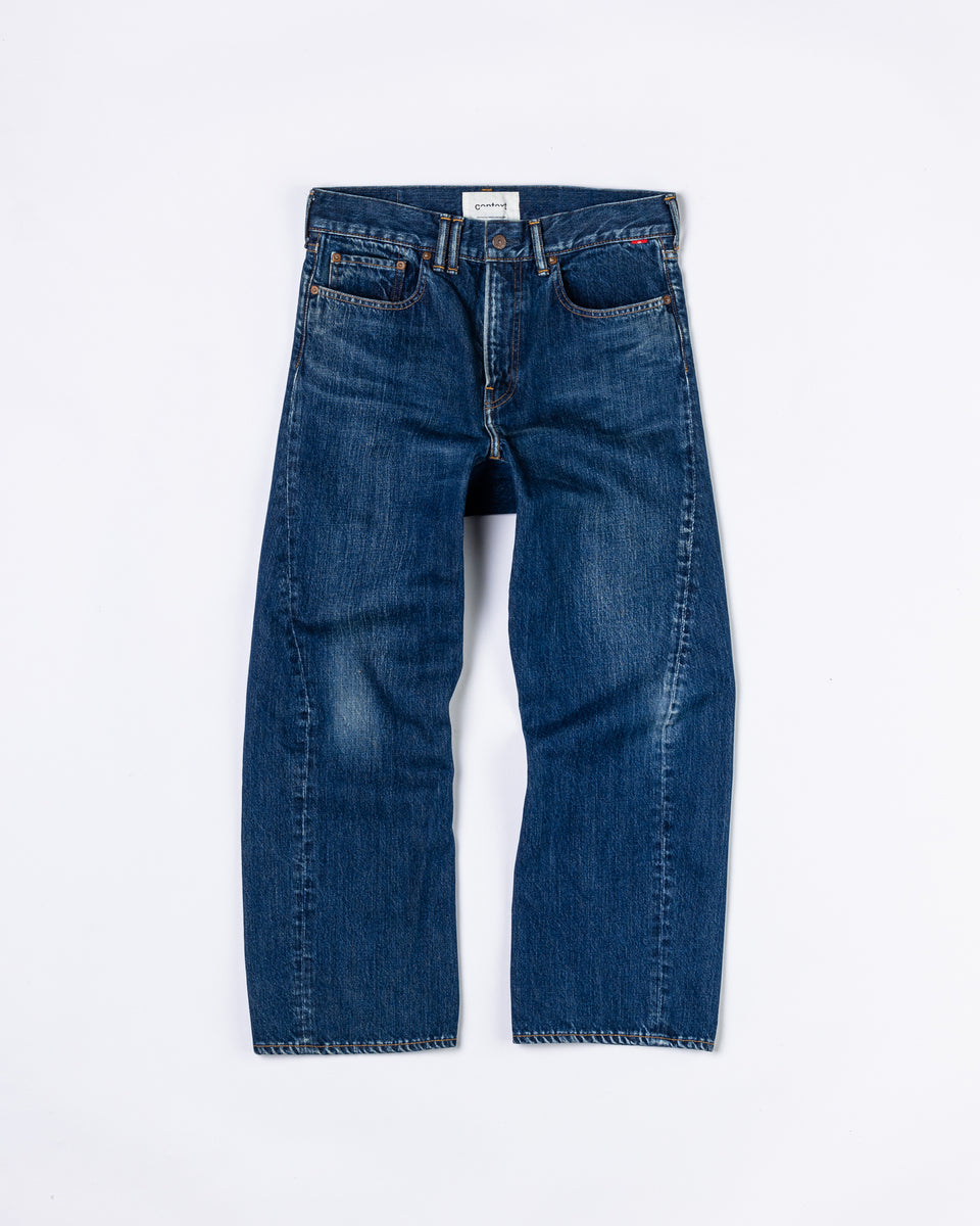 CONTEXT-002-1Y DRAPING STRAIGHT 5P PANTS INDIGO(ONE YEAR WASH)