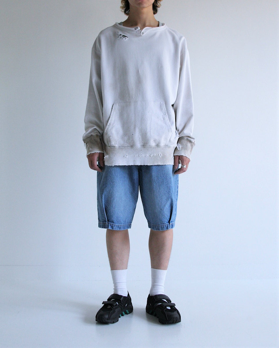 AN269 DYED CUT-OFF SWEAT PARKA OFF WHITE