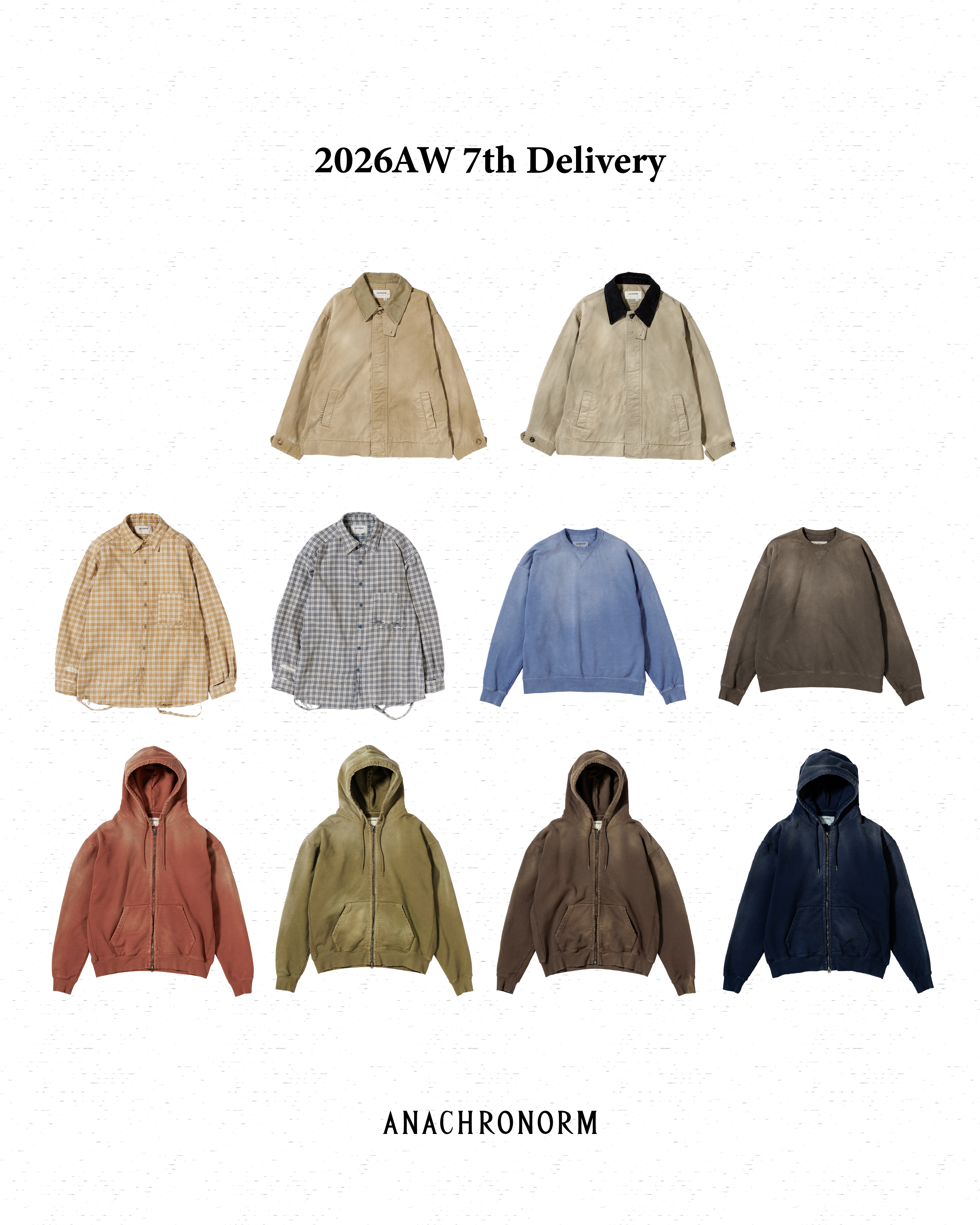 2026 AUTUMN ＆ WINTER / 7th Delivery - CHECK REMAKED WIDE SHIRTS,GAZETTE CREW NECK SWEAT,FADED FULL ZIP HOODIE,SOUTIEN COLLAR MIDDLE JACKET
