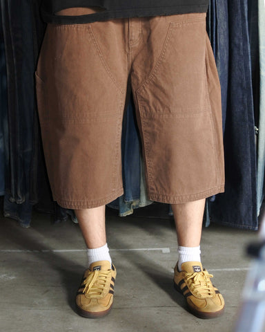 AN355 DOUBLE KNEE PAINTER SHORT PANTS BROWN