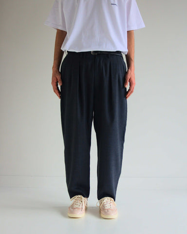 AN211 SUMMER WOOL TAPERED TROUSERS CHARCOAL