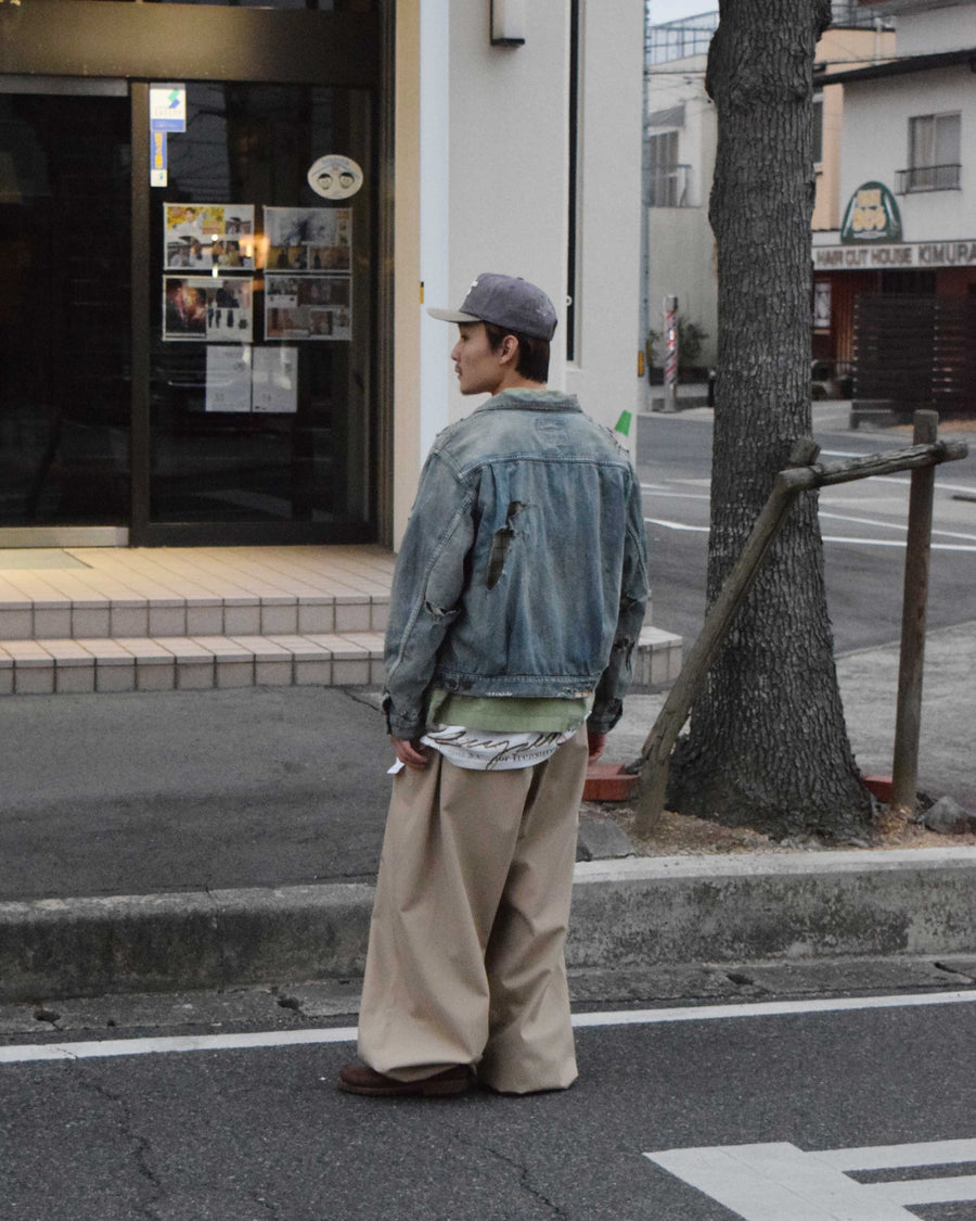 AN332-R CHEAK COMBI DENIM JACKET INDIGO(REMAKE)