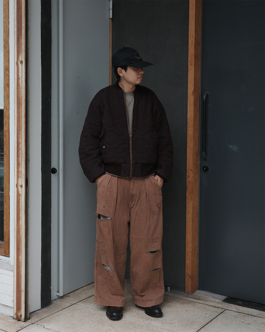 ANACHRONORM カルゼ タック ワイドパンツ サーモン | コットンカルゼ 職人手作業 フロント裏地付き 一点一点 日本製