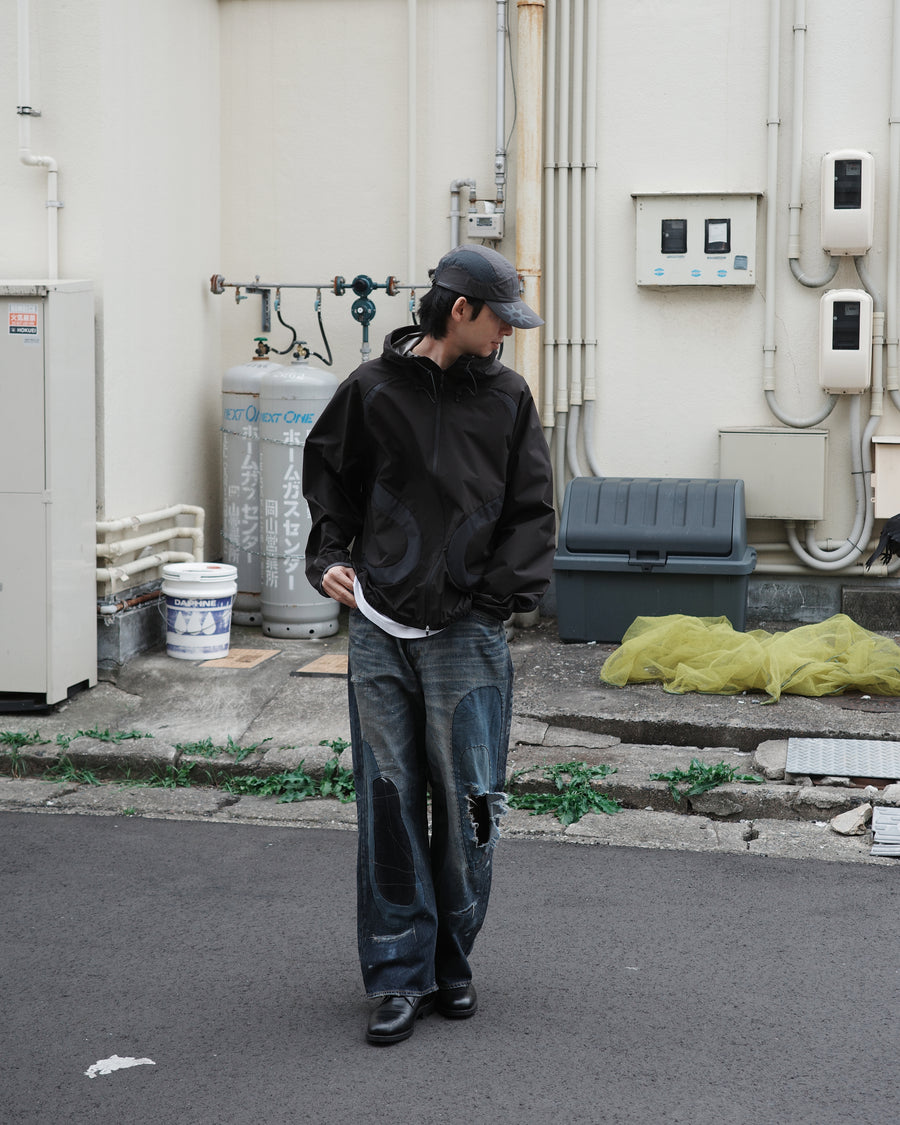 ANACHRONORM リメイク ワイド 5ポケット デニムパンツ インディゴ | 507XX 11.5ozデニム ハードダメージ パッチワーク ワイドシルエット 日本製