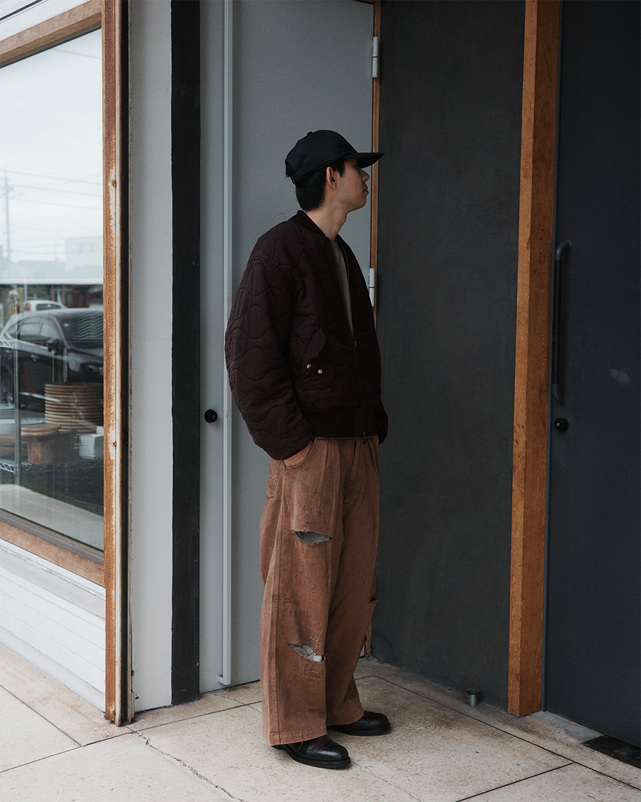 ANACHRONORM カルゼ タック ワイドパンツ サーモン | コットンカルゼ 職人手作業 フロント裏地付き 一点一点 日本製