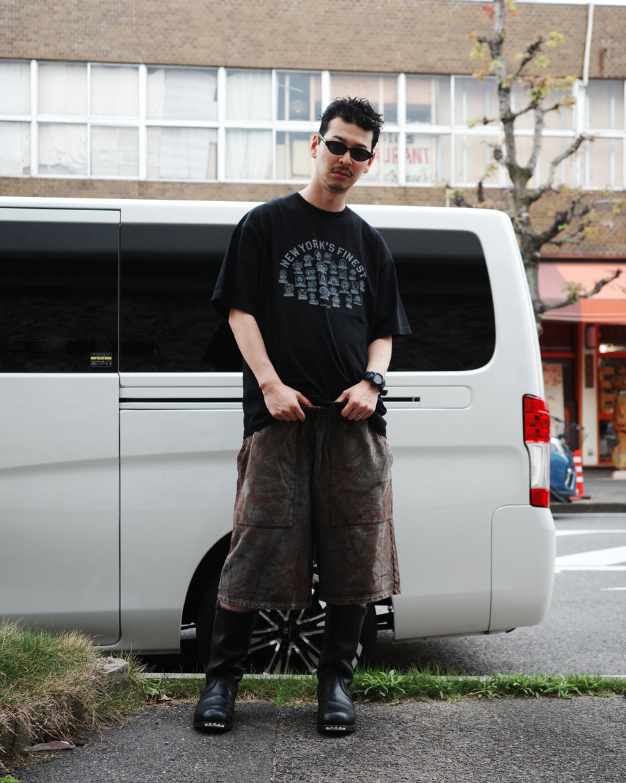 ANACHRONORM 硫化染め リアルツリー スウェットショーツ サルファーブラック | 硫化染め サステナブルブリーチ カモフラージュ柄 コットン100%