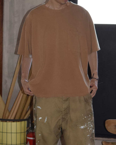 AN353 MOSS STITCH POCKET S/S T-S LIGHT BROWN