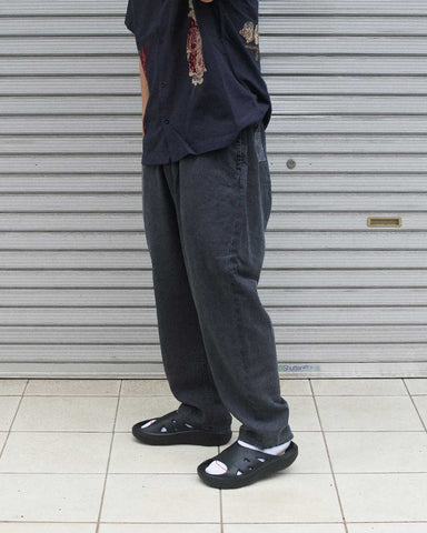 AN364 PIGMENT DYED LINEN TAPERED EASY PANTS BLACK DYED
