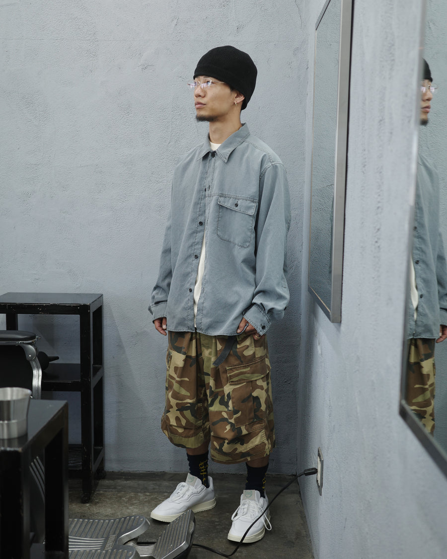 ANACHRONORM フェイデッド BDU カモショーツ ウッドランド | T/Cツイル 米軍BDUリメイク エイジング加工 フロントタック 速乾 日本製