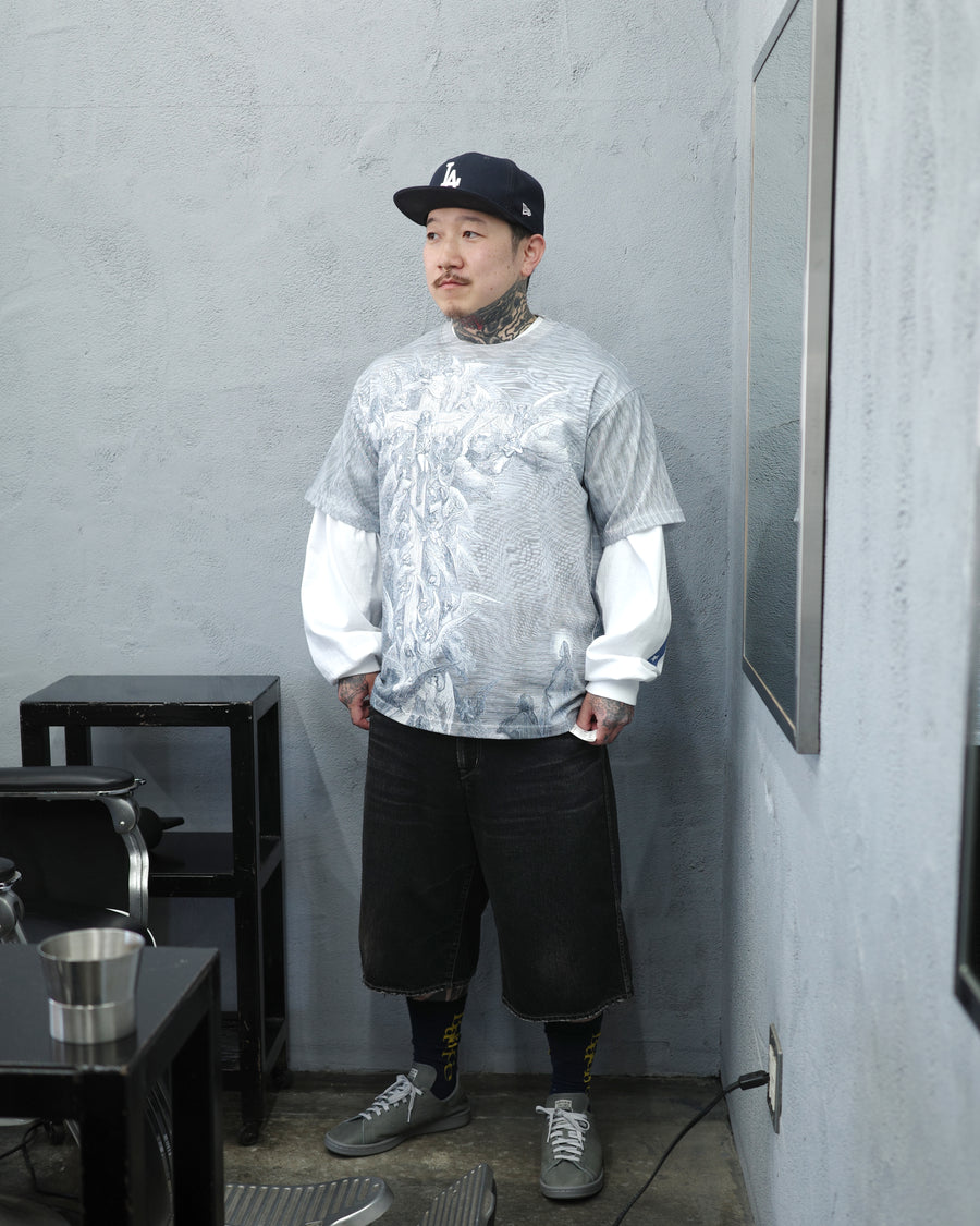 ANACHRONORM フロントヨーク デニムショーツ ブラック | 12oz ムラ糸デニム エイジング加工 アタリ ストリート 日本製