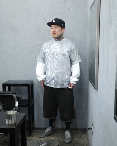 ANACHRONORM フロントヨーク デニムショーツ ブラック | 12oz ムラ糸デニム エイジング加工 アタリ ストリート 日本製