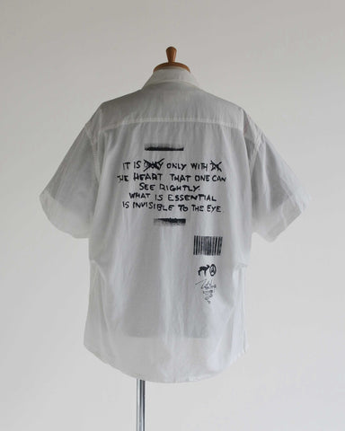 AN403 STENCIL S/S ReSIZE OPEN COLLAR SHIRT WHITE