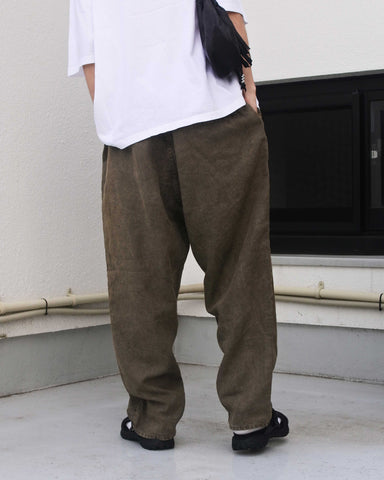 AN364 PIGMENT DYED LINEN TAPERED EASY PANTS OLIVE DYED