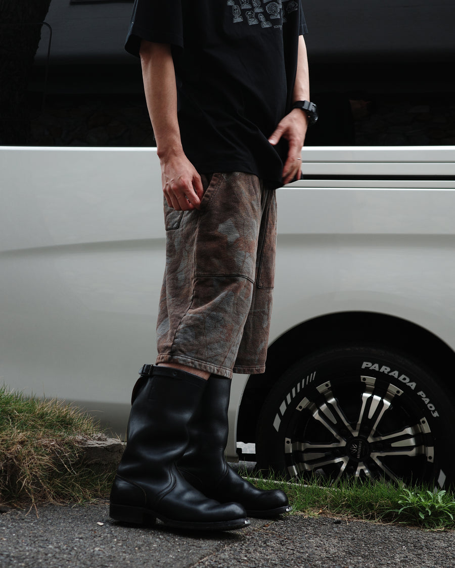 ANACHRONORM 硫化染め リアルツリー スウェットショーツ サルファーブラック | 硫化染め サステナブルブリーチ カモフラージュ柄 コットン100%