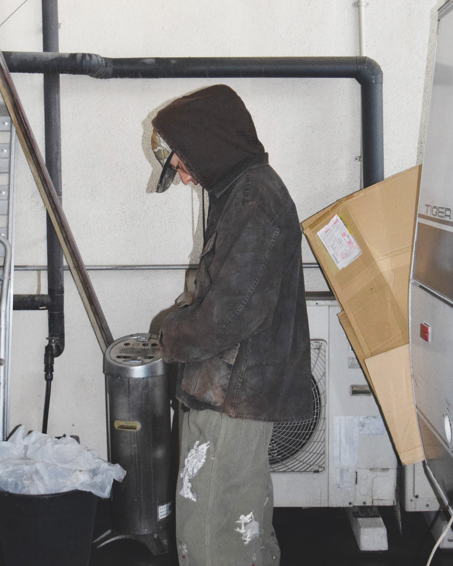 リップストップオリジナルリアルツリー生地を硫化染めしたファティーグジャケット