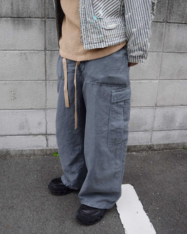AN354 LINEN WIDE BAKER 6P PANTS BLUE GRAY DYED