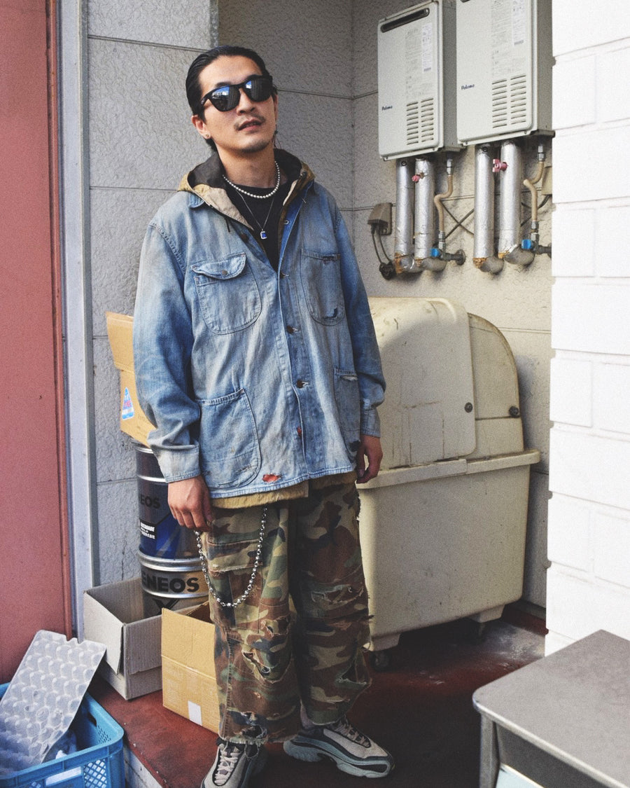 AN372 CUT-OFF HARD DAMAGED B.D.U CAMO PANTS WOODLAND