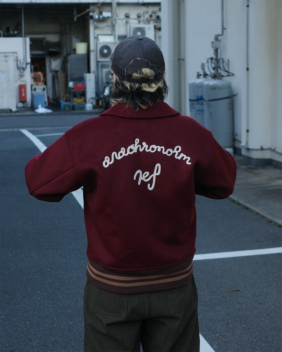 ANACHRONORM メルトンウール ドリズラージャケット レッド | メルトンウール 縮絨 REF刺繍 裏地付き 保温性