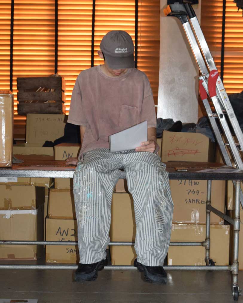 AN353-D MOSS STITCH DAMAGED POCKET S/S T-S BORDEAUX