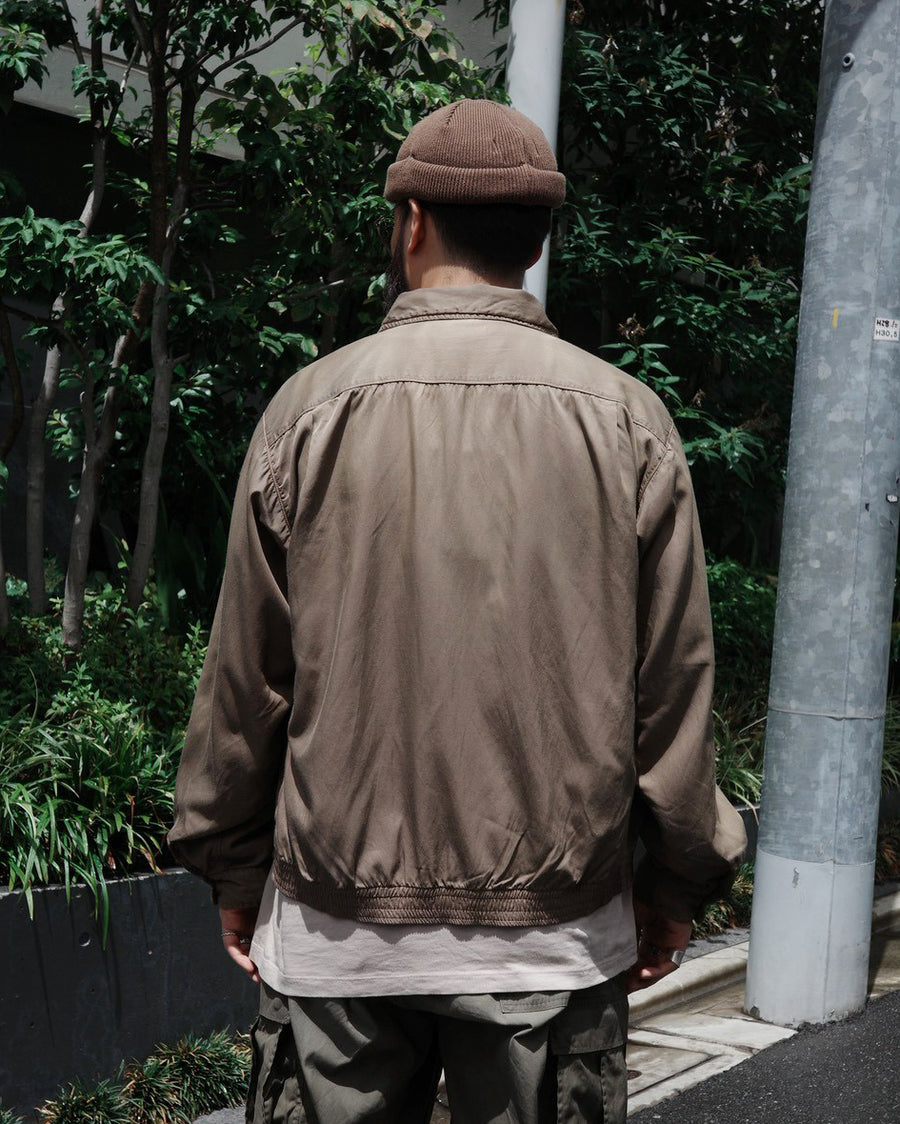 ANACHRONORM レーヨン ドリズラージャケット KHAKI | コットンレーヨンツイル 染色×脱色 光沢 ヴィンテージギャバブルゾン着想 一点一点 日本製