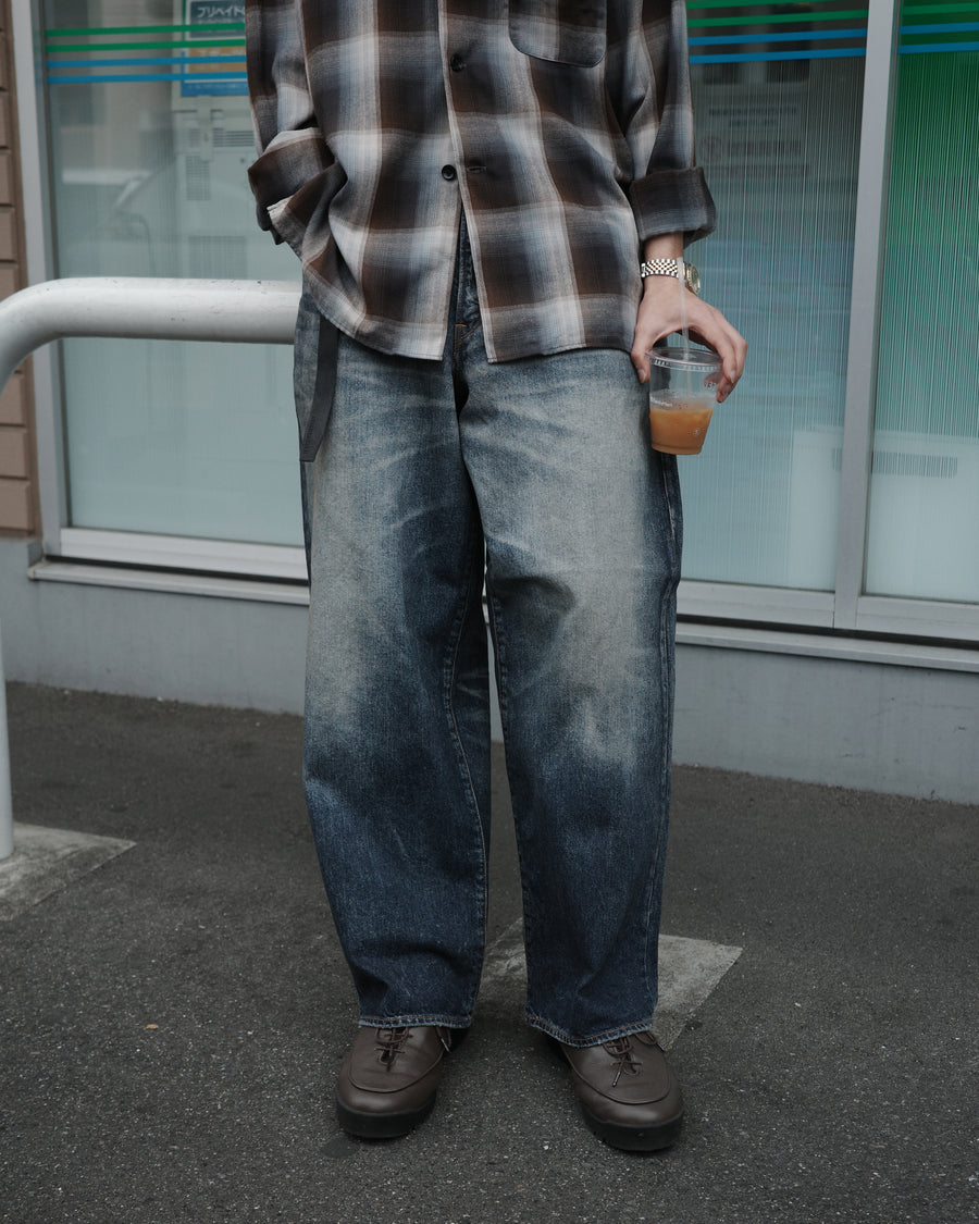 ANACHRONORM エイジング ワイド 5ポケット デニムパンツ インディゴ | 11.5ozデニム エイジング加工 アタリ ワイドシルエット 日本製