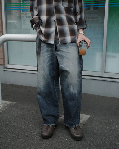 ANACHRONORM エイジング ワイド 5ポケット デニムパンツ インディゴ | 11.5ozデニム エイジング加工 アタリ ワイドシルエット 日本製
