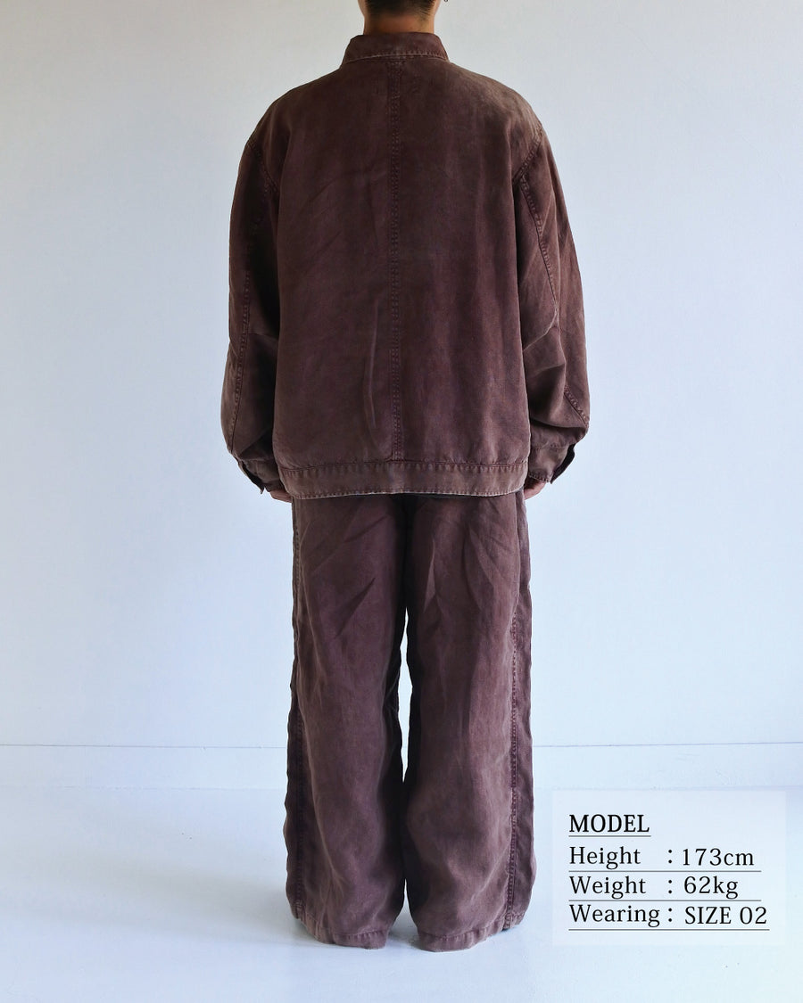 FADED SULFUR DYED LINEN UTILITY JACKET BURGUNDY