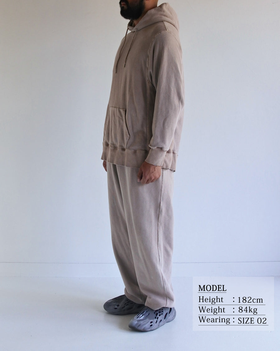 PIGMENT DYED SIDE LIB SWEAT PARKA BEIGE