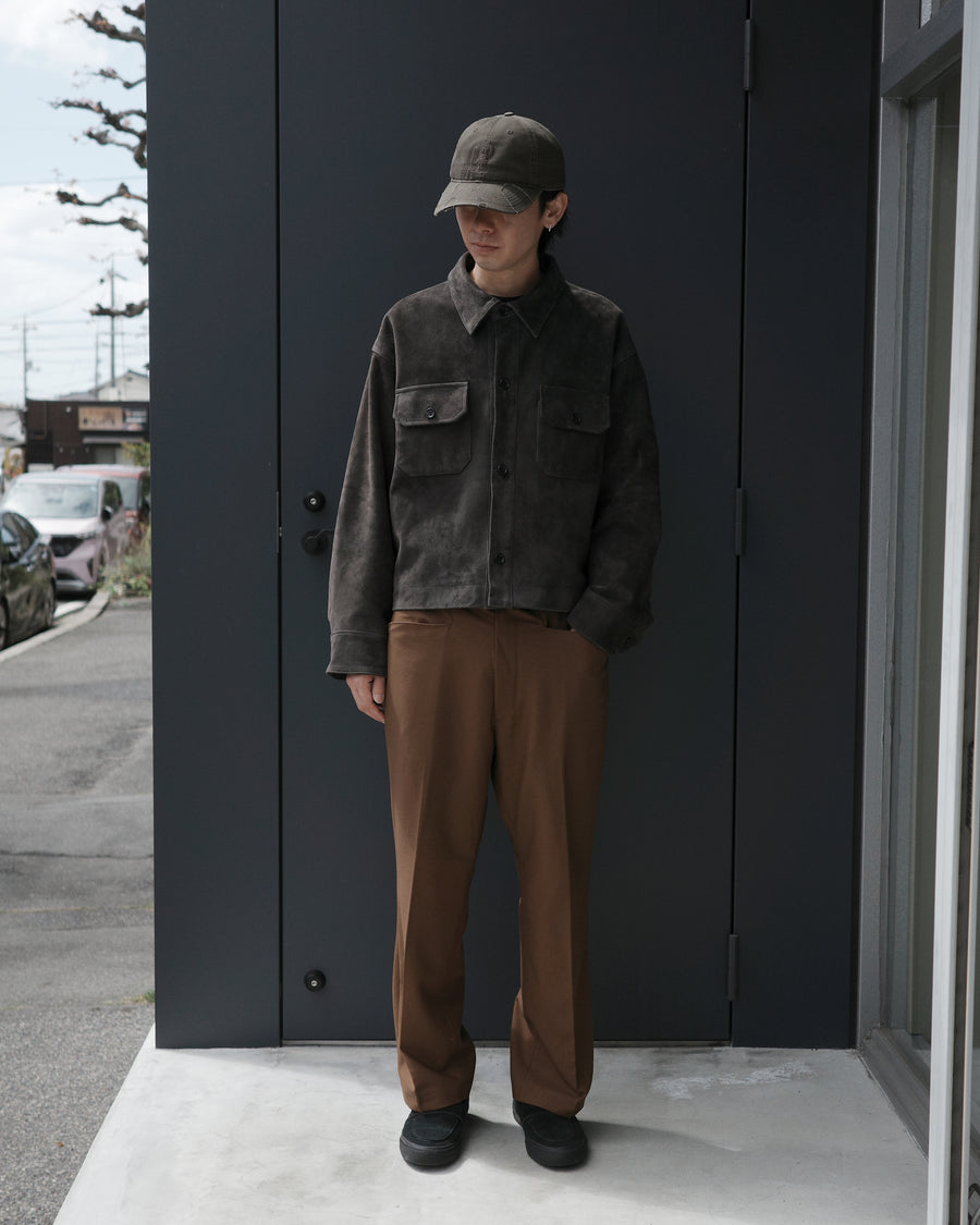 ANACHRONORM センタープレス Lポケット スラックス ブラウン | ポリエステルツイル シワになりにくい 年中使える メンズ 日本製