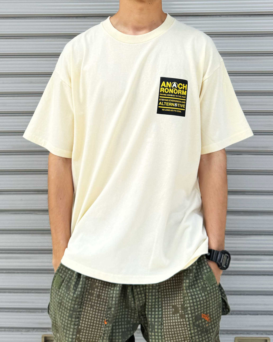 AN366 STICKER MOTIF PRINTED S/S T-S BEIGE