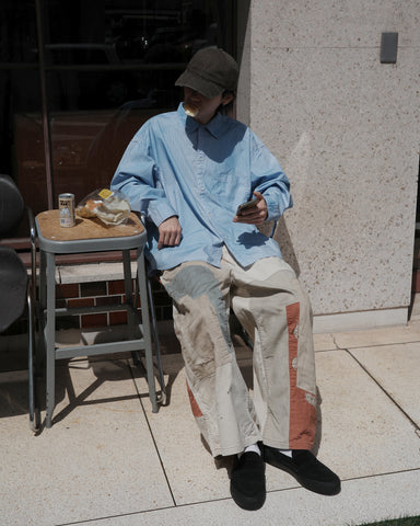 ANACHRONORM リメイク ミックスパネル ワイドイージーパンツ ハンドステッチ パッチワークデザイン