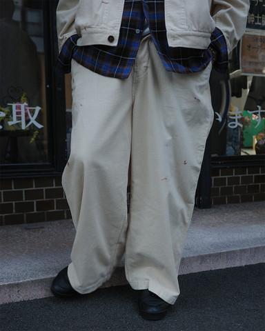ANACHRONORM コーデュロイ タック ワイドパンツ キナリ | コーデュロイ フロントタック 陰影 素材再構築 一点一点 日本製