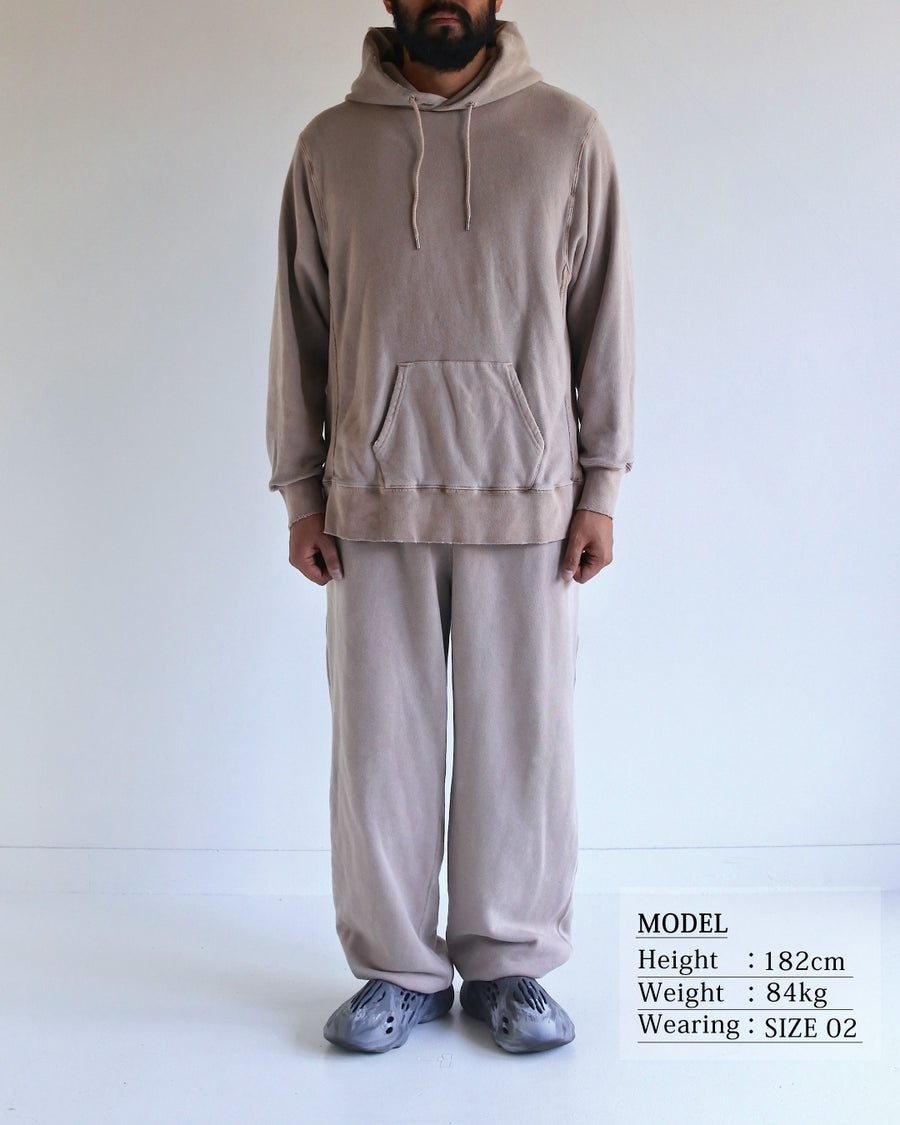 PIGMENT DYED SIDE LIB SWEAT PARKA BEIGE