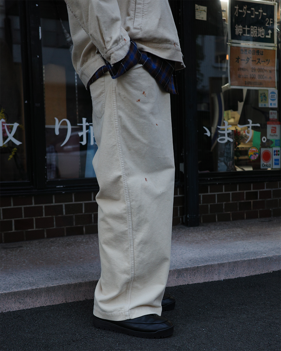 ANACHRONORM コーデュロイ タック ワイドパンツ キナリ | コーデュロイ フロントタック 陰影 素材再構築 一点一点 日本製