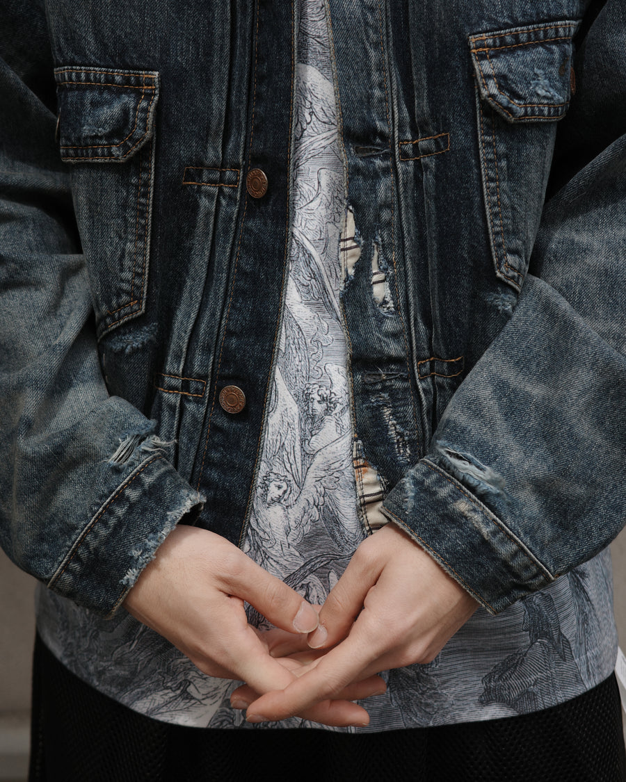 ANACHRONORM リメイク ダブルポケット デニムジャケット インディゴ | 507XX 2ndタイプ 11.5ozデニム ハードダメージ パッチワーク 日本製