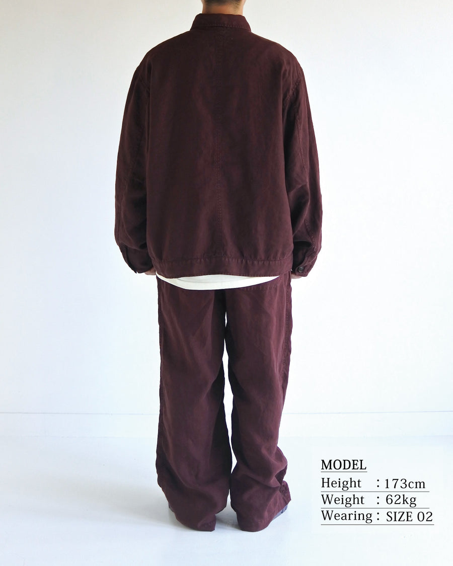 SULFUR DYED LINEN UTILITY JACKET BURGUNDY