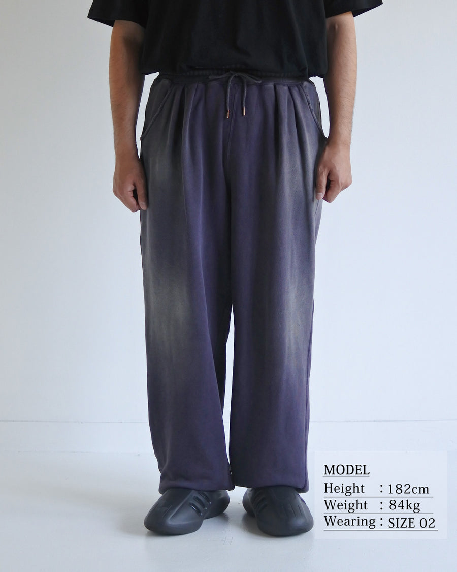 FADED TUCK WIDE SWEAT PANTS PURPLE