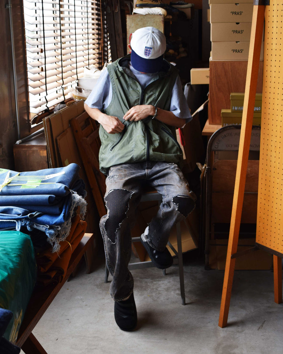 AN342-R REGULAR TAPERED REMAKED 5P BLACK DENIM PANTS BLACK (REMAKE)