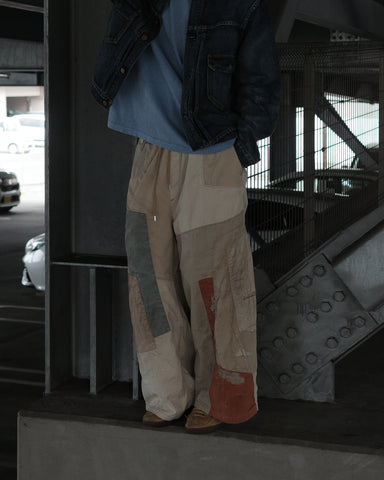 ANACHRONORM リメイク ミックスパネル ワイドイージーパンツ ハンドステッチ パッチワークデザイン
