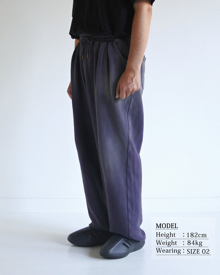 FADED TUCK WIDE SWEAT PANTS PURPLE