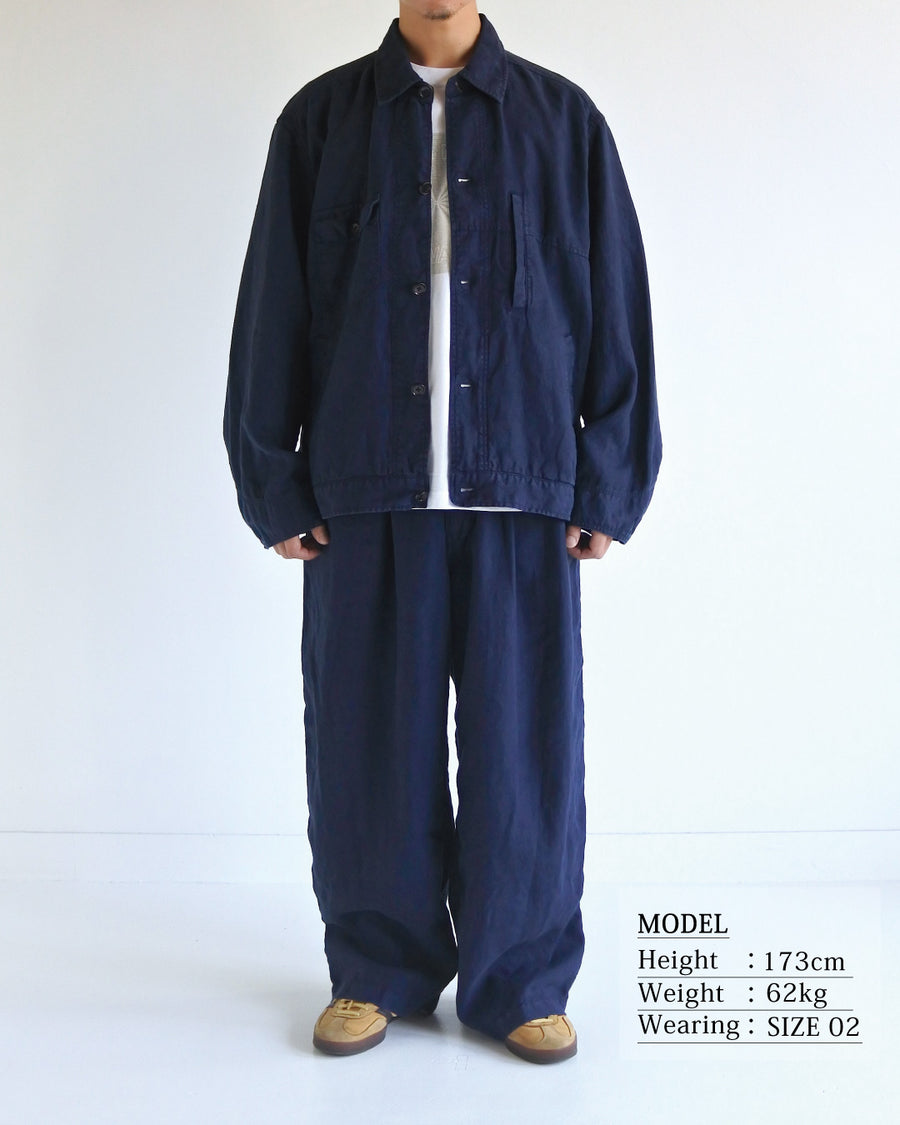 SULFUR DYED LINEN UTILITY JACKET NAVY