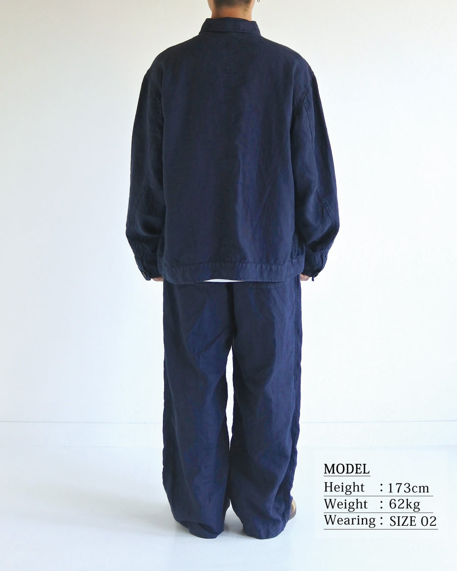 SULFUR DYED LINEN UTILITY JACKET NAVY