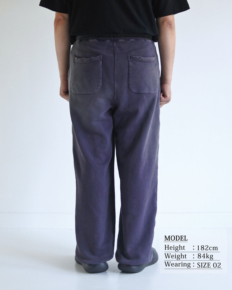 FADED TUCK WIDE SWEAT PANTS PURPLE
