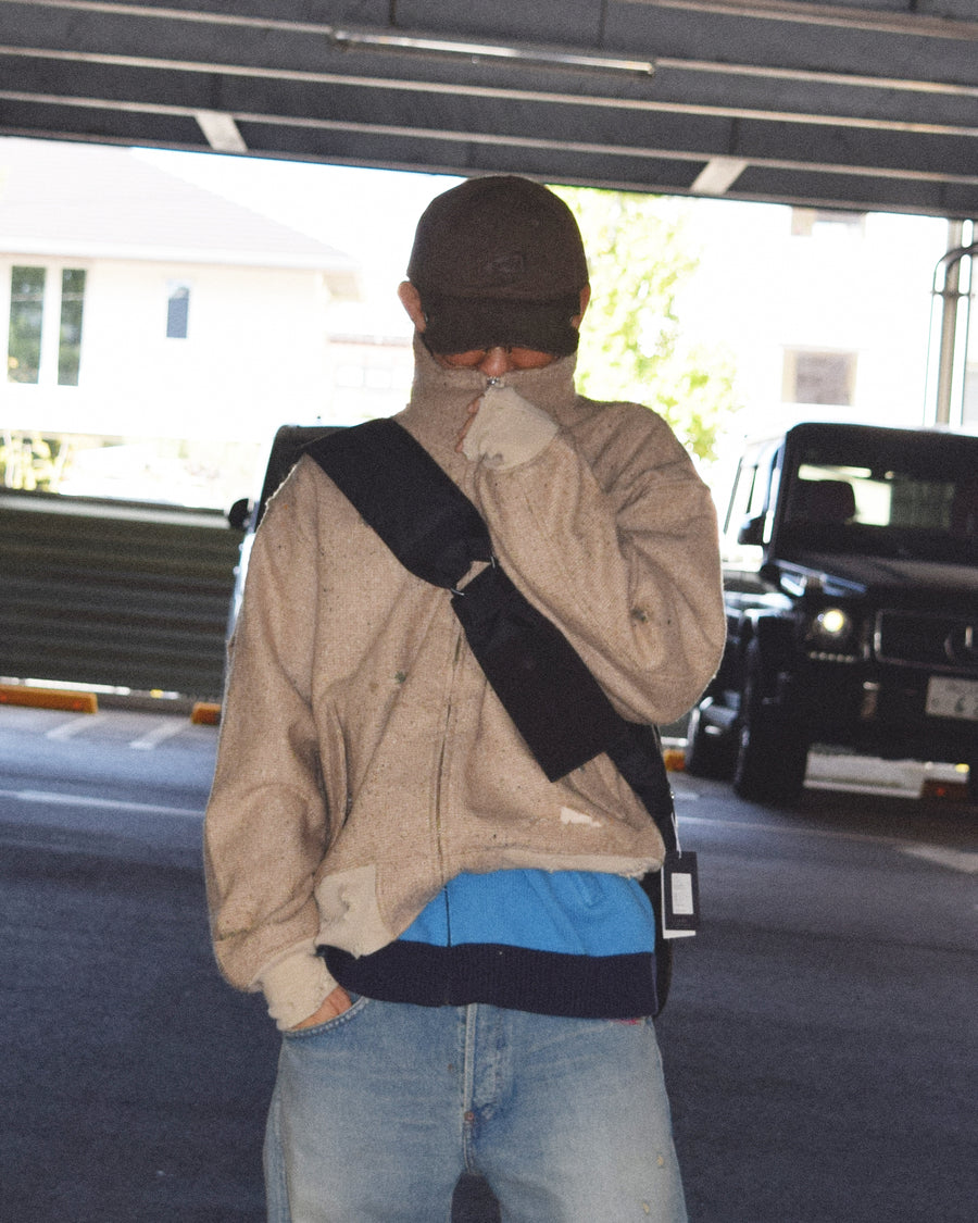 AN320 DAMAGED TWEED DRIZZLER JACKET BEIGE